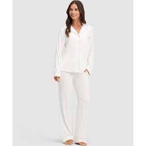 NIB COZY EARTH Women's Bamboo Stretch-Knit Long Sleeve Pajama Set Ivory XL TALL
